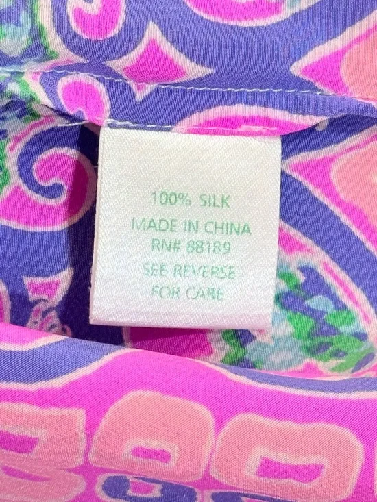 Women’s LILLY PULITZER Iona shell multi behind the gates engineer silk top. Sz S - Picture 7 of 7